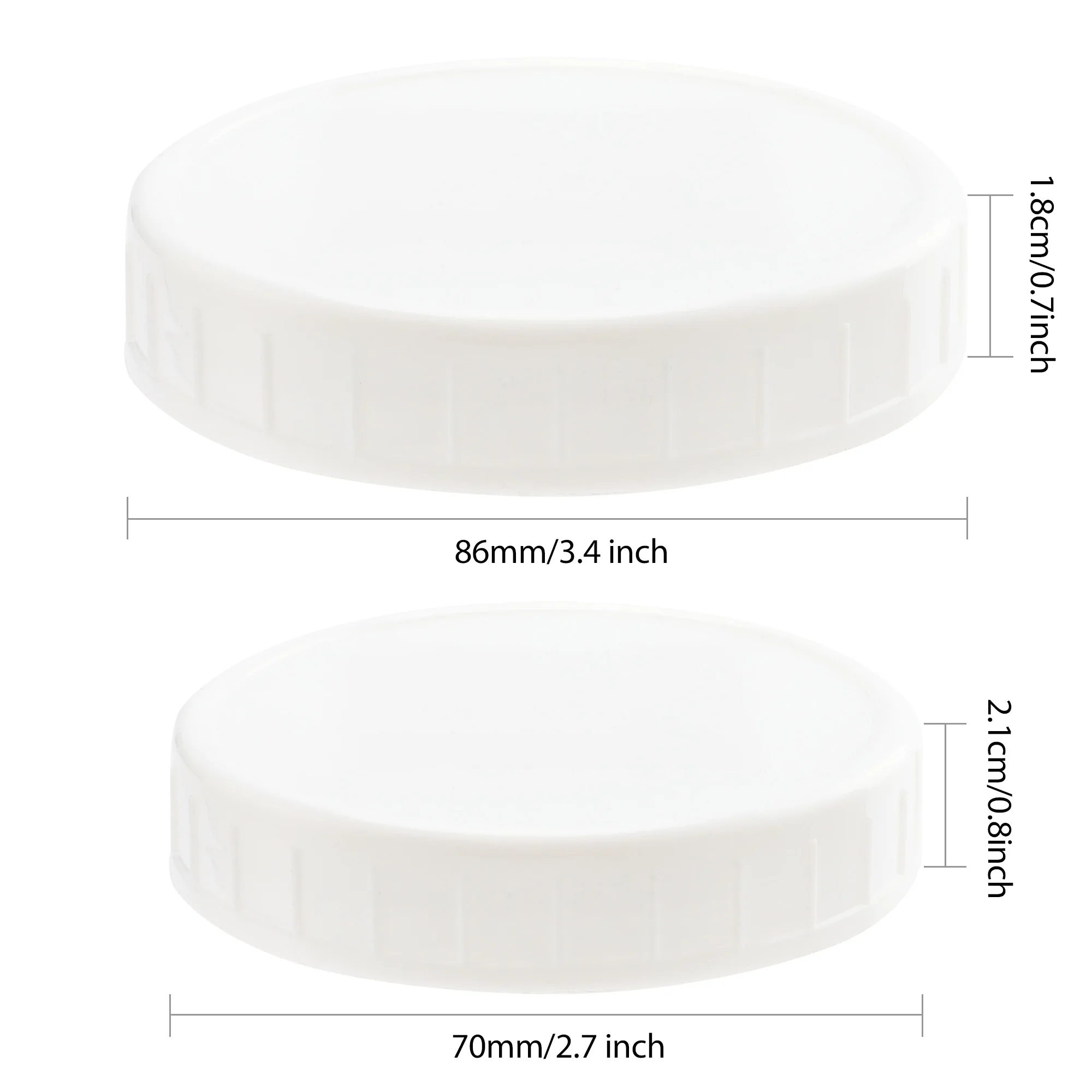 10pcs New Mason Jar Lids Unlined Ribbed Plastic Cup Lid Regular Mouth Cannings Leakproof Storage White Bottle Caps Cover - купить по