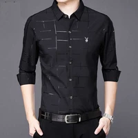spring and autumn 2019 mens new thin long sleeve shirt for men korean trend male casual shirt business printed black white