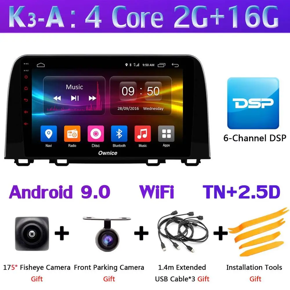 K3-A 360°4×DVR камера 1 Din камера Android 9,0 4G+ 64G SPDIF DSP CarPlay Автомобильный мультимедийный gps радио плеер для Honda CR-V CRV - Цвет: K3-A