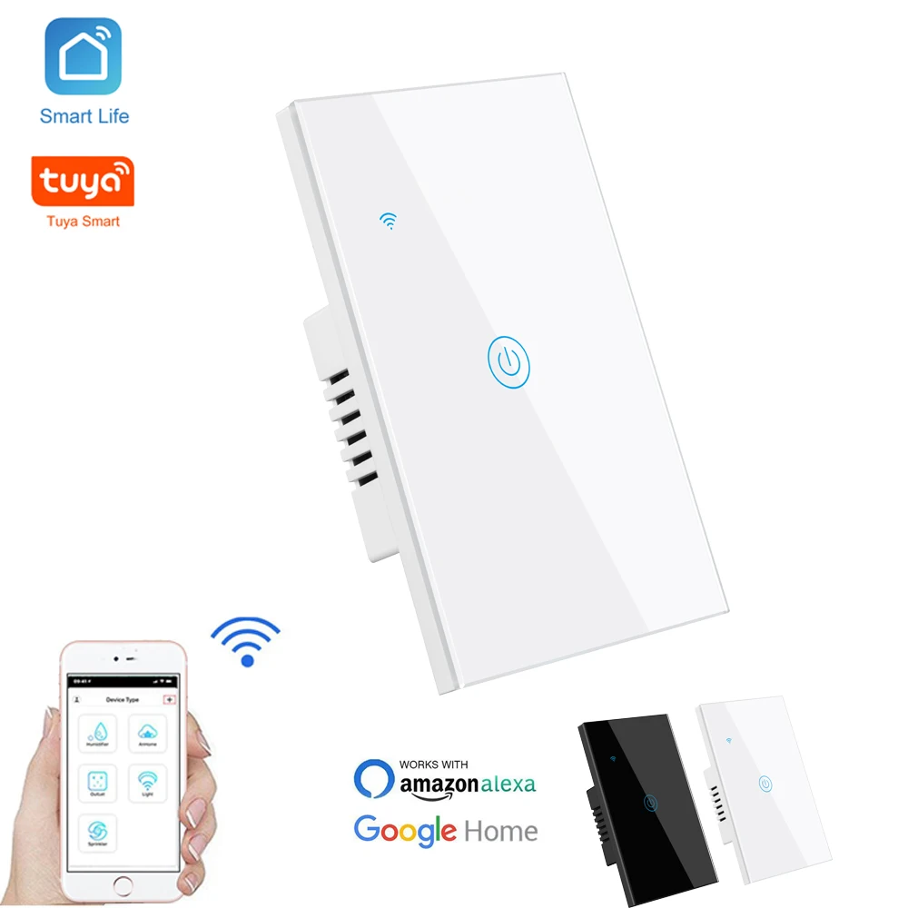 

WIFI Glass Wall Touch Switch US Standard AC110V 240V Wireless Light Interruptor Tuya/Smart Life Workwith GoogleHome Alexa