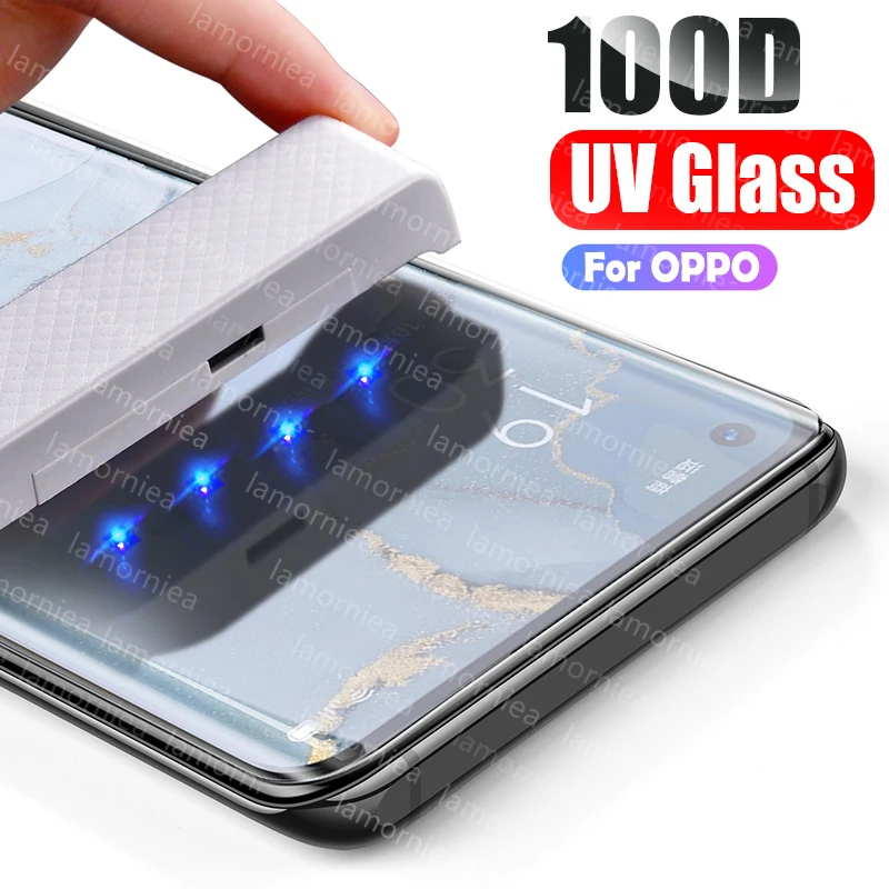 BoeYink УФ жидкий клей стекло для OPPO Reno 3 Pro 100D Защита экрана Find X Realme X2 5 2 Z Pro|Защитные
