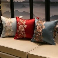 rectangular chinese style cushion cover rose embroidered flowers pillowcases chinese style high grade home office decoration
