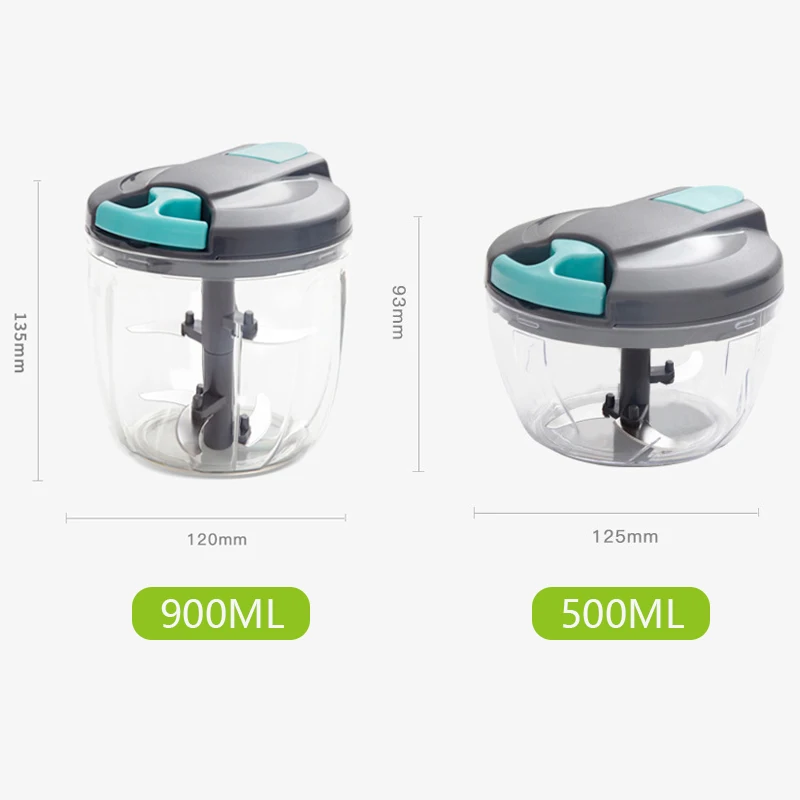 

500/900ml Manual Meat Grinder Portable Fruit Vegetable Shredder Slicer Garlic Chopper Mincer Mixer Blender Kitchen Appliances