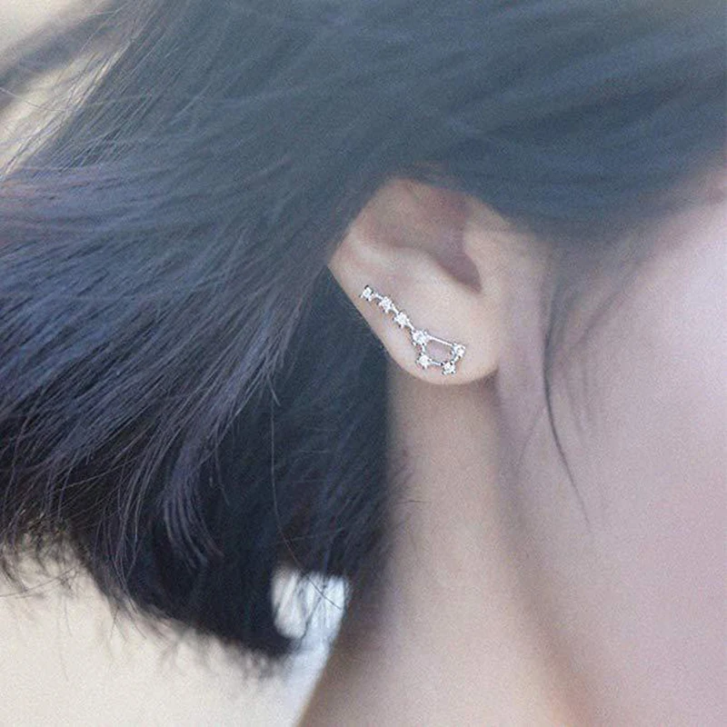

Stylish Dipper Shaped Clip Earrings Dazzling 7 Crystal Zirconia Stud Earrings For WomenFancy Party Fashion Jewelry Gift B4D503