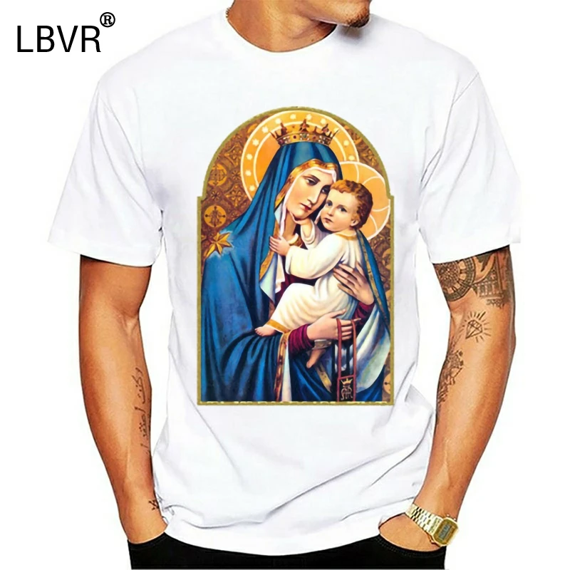 Богоматери маунт Кармель V2 католический футболка все размеры S-5Xl белого и синего