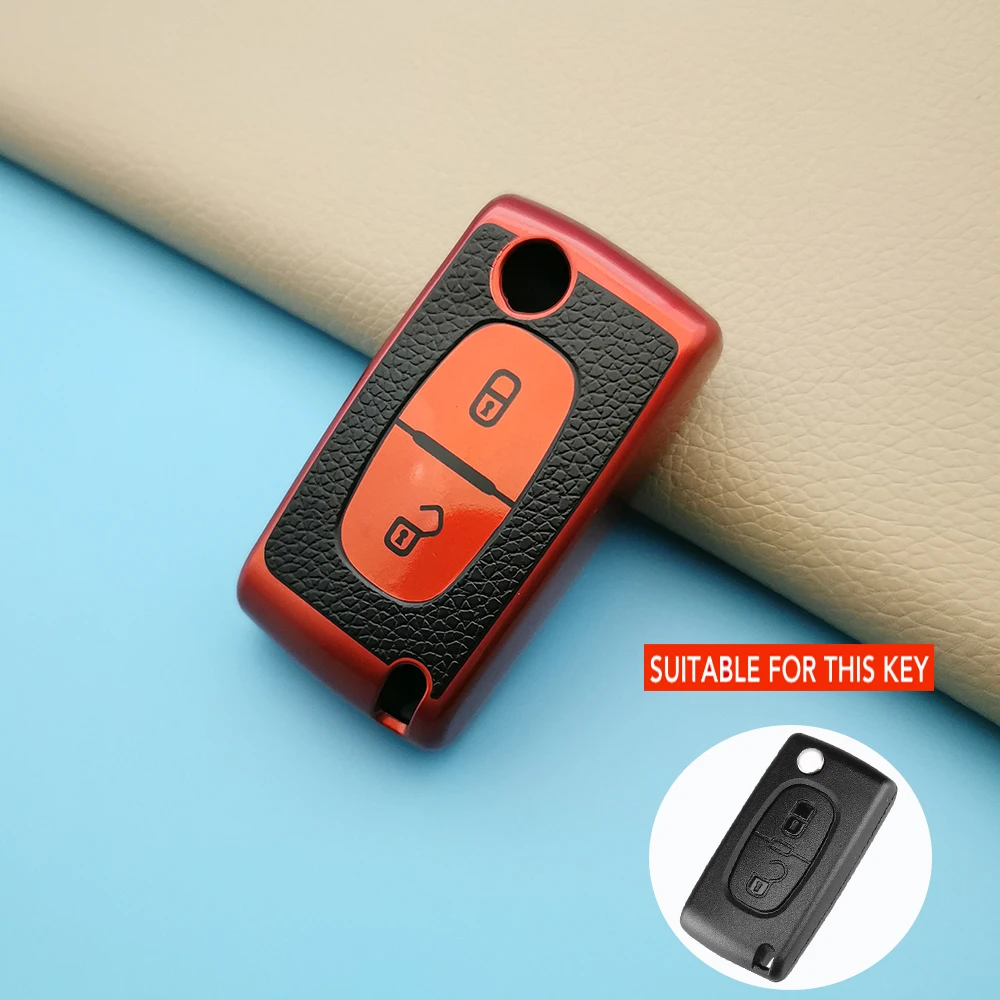 

TPU Clamshell Folding 2Button Car Key Case Cover For Peugeot RCZ 206 207 306 307 308 407 408 For Citroen C2 C3 C4 C5 Accessories
