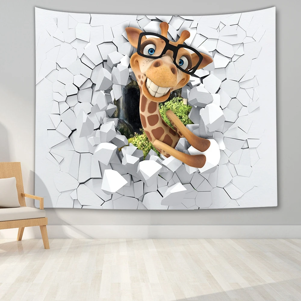 3D художественный гобелен с животными настенный изображением жирафа панды и