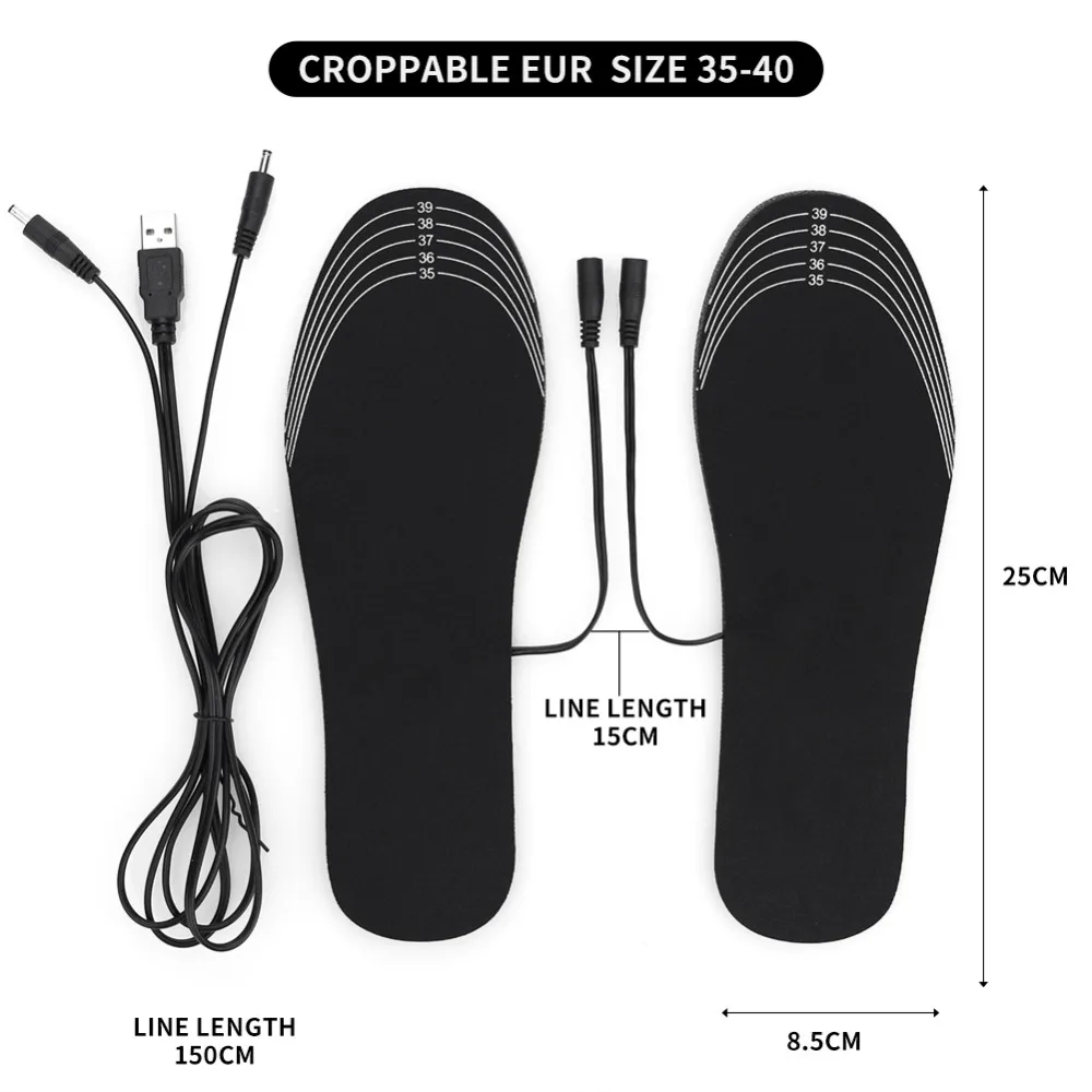 1 пара USB стельки с подогревом для ног, согревающие стельки для ног, теплые носки для ног, зимние уличные спортивные стельки для обуви, Теплые Зимние Стельки