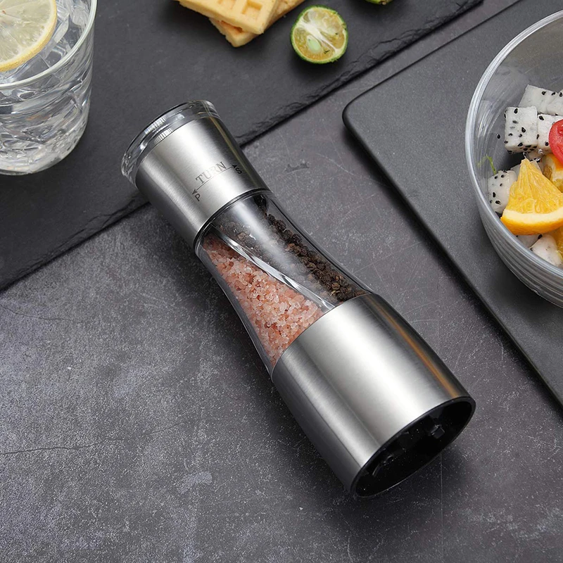 2 в 1 двойная мельница для перца и соли шейкер с регулируемой грубью керамическим