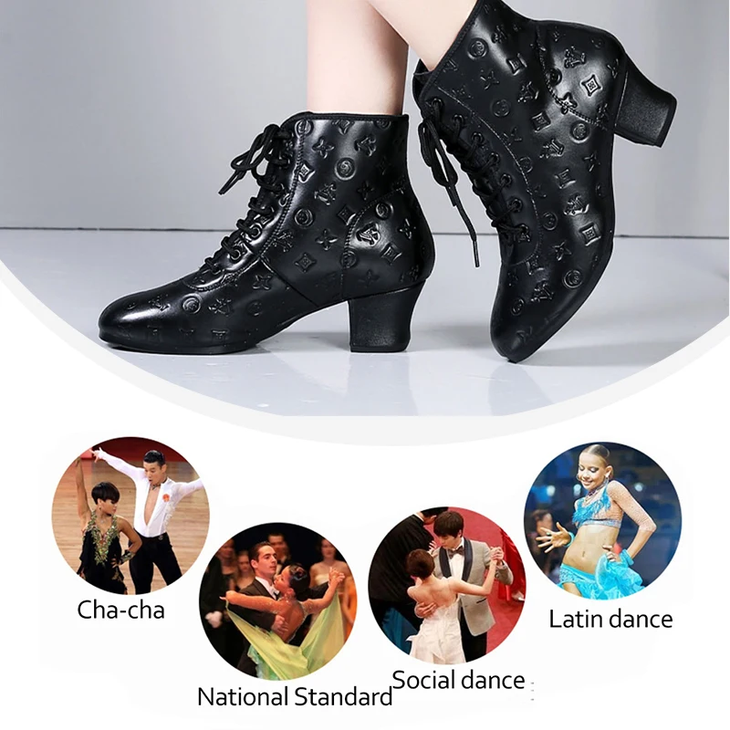 Woman Latin Dance Shoes Short Boots Outdoor Dance Boots Salsa Tango Dancing Shoes For Girls Soft Bottom White Black Ankle Boots