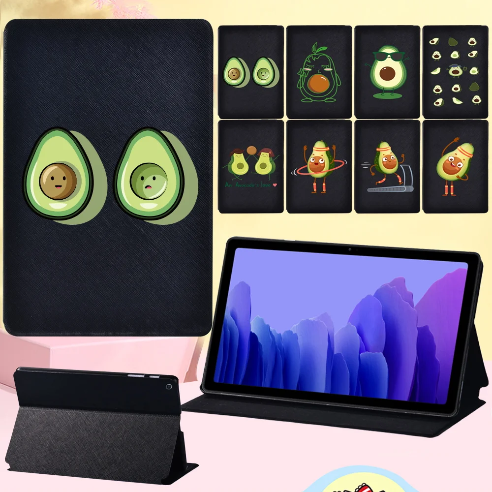 

For Samsung Galaxy TAB A7 10.4 2020 T500 T505 Folding Stand Cover - Anti -cratch Cartoon Avocado Leather Tablet Case 10.4 Inch