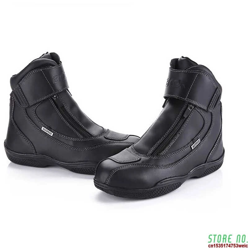 

Boots Genuine Cow Leather Waterproof Moto Boots Motorbike Riding Shoes Motocross Off-Road Racing Boots