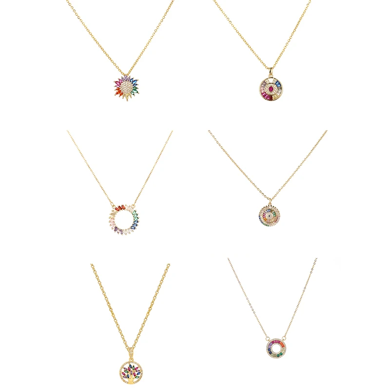 

Ожерелье женское из 18-каратного золота с разноцветным Цирконом