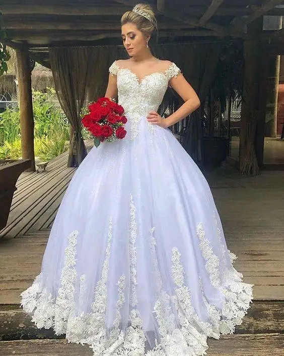 

Бальное платье Милая шапка рукав аппликация кружева на заказ свадебные платья невесты