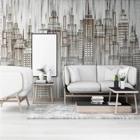 milofi city building nordic modern minimalist retro vertical stripe texture mural background wall