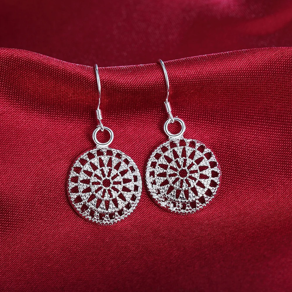 

Wholesale Silver Plated Earring,Wedding Jewelry Accessories,Korean Hollow Round Vintage Long Dangle Earrings for Women 2020