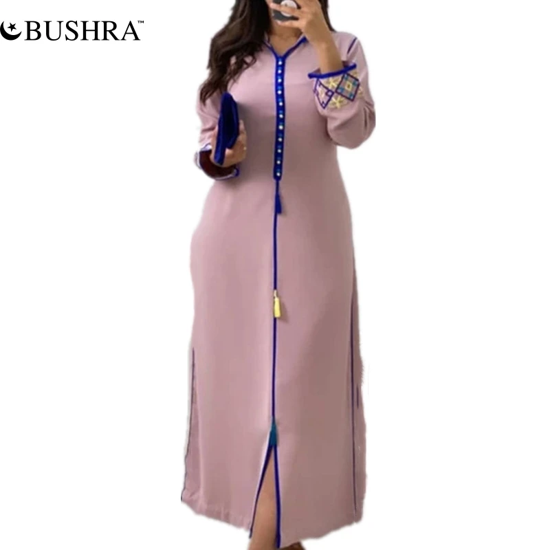 Женское платье-хиджаб с вышивкой, с капюшоном и цветочным принтом