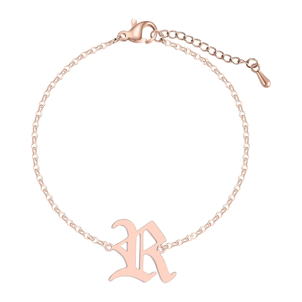 Старый Английский алфавит R письмо браслет для женщин Мода шрифт капитал A Z