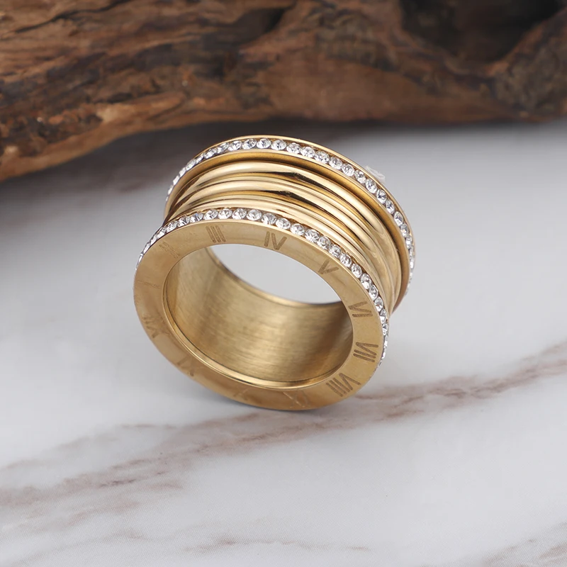 Dicotico Stainless Steel Cubic Zirconia Wedding Rings for Women, Roman Numerals, Multiple Colors, Anillos Mujer Jewelry, Bague Femme image 6