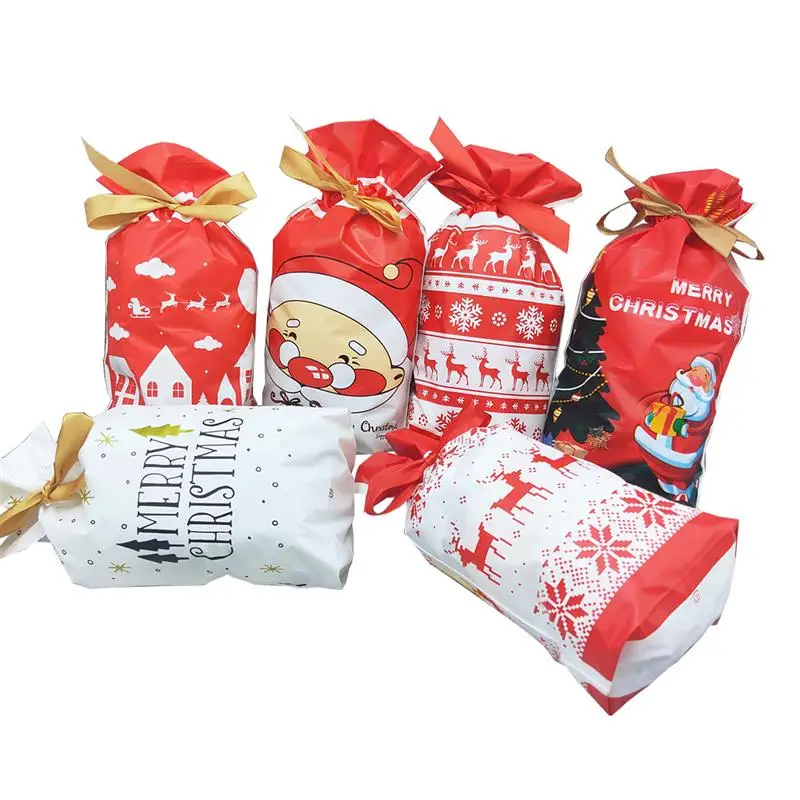 

50Pcs Merry Christmas Candy Gift Bag Party Christmas Gift Ornaments Bag Drawstring Cookie Candy Bag Gift Bag for New Year