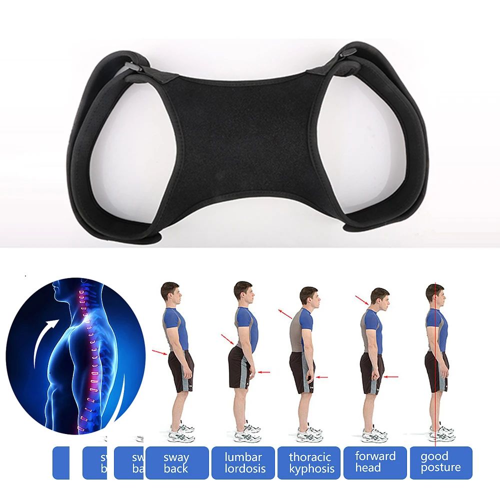 

Back Support Fitness Brace Support Belt Adjustable Corrector Clavicle Spine Back Shoulder Lumbar Correction Case Men Women RZ