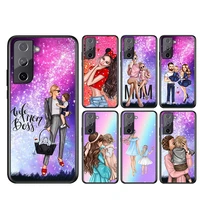 phone case for samsung galaxy s21 s20 fe s22 ultra pro lite s10 5g s10e s9 s8 plus baby mom girl hot fashion black soft cover