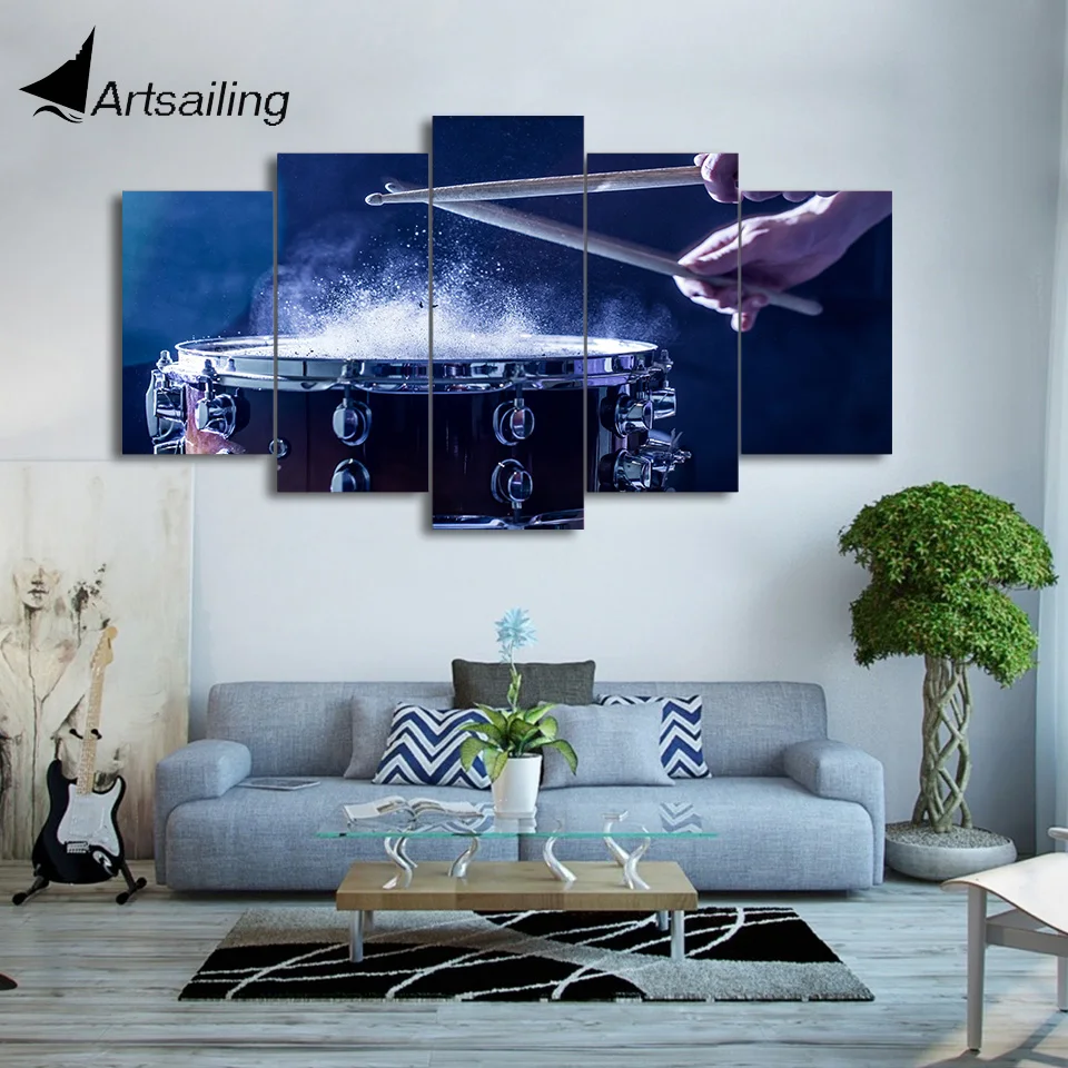 HD печать 5 шт Холст Искусство барабанная живопись музыкальный инструмент