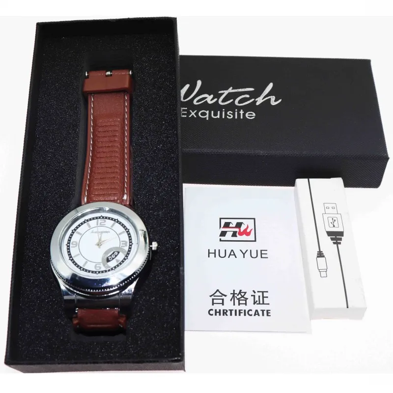 Прикуривателя часы для мужчин модные повседневные кварцевые мужские USB