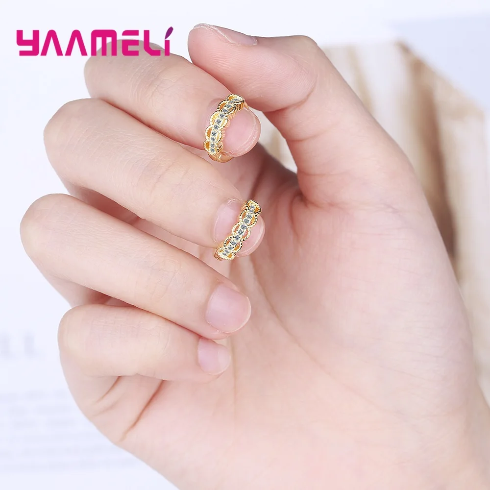 

New Arrival 925 Sterling Silver Statement Hoop Earrings For Women Girls Trendy 2020 CZ Crystal Fashion Jewelry Wholesale