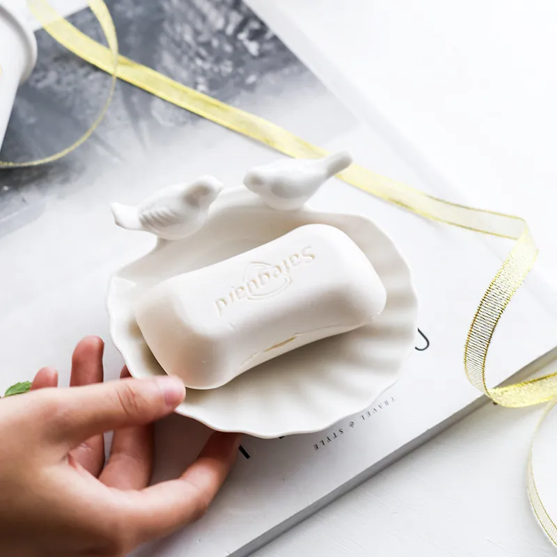 Ceramic Soap Draining Dish White Porcelain Ashtray Home Decor Candy Tray Bathroom Supplies Household Creative Simple Box | Дом и сад