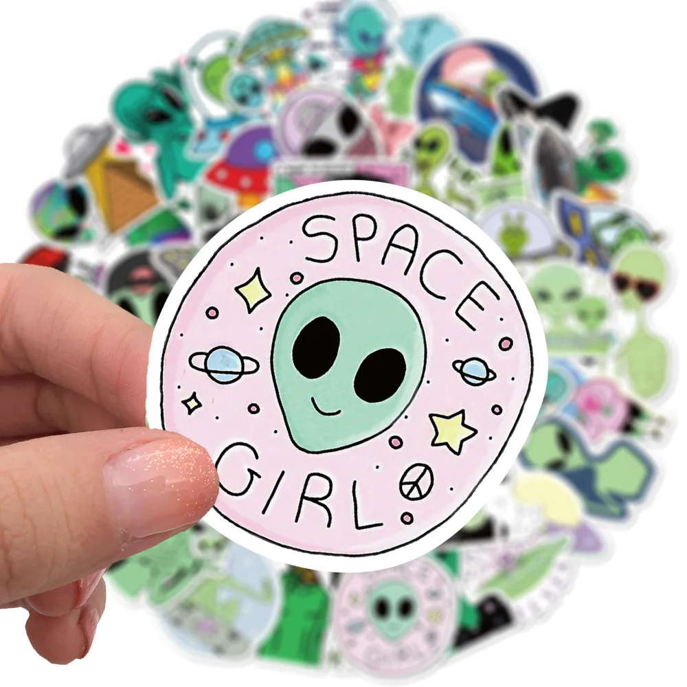 10/50pcs Outer Space Sticker UFO Alien Astronaut Rocket Cartoon Stickers Gifts Toys for Children DIY Laptop Car Phone | Игрушки и хобби