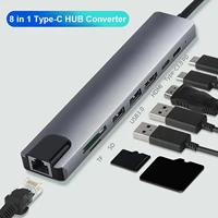 usb c 8 in 1 type c usb 3 0 usb hub 4k hd laptop pd charging sdtf card readerrj45 adapter for macbook docking station
