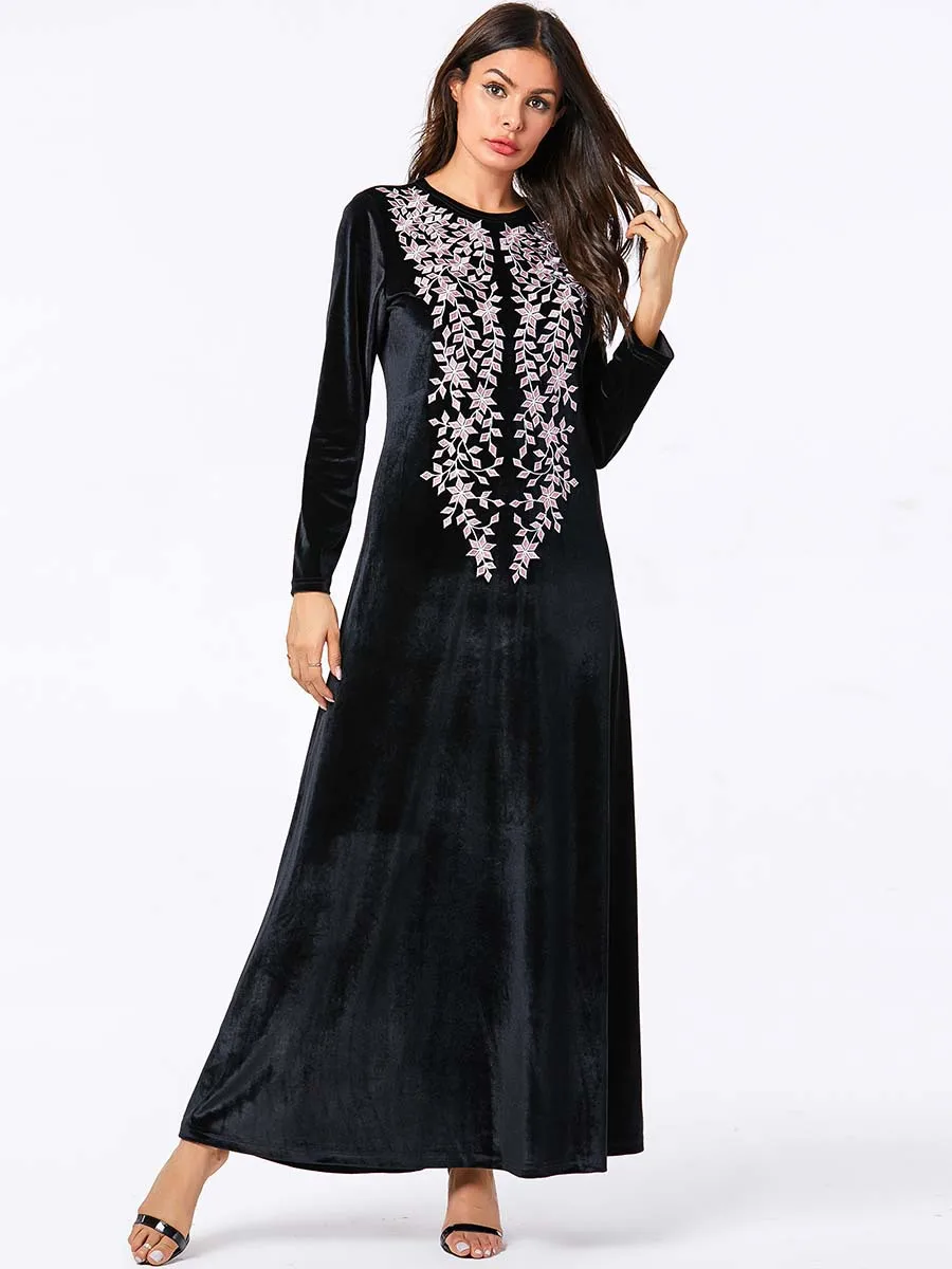 Мусульманское вечернее платье длинное мусульманское бархатное скромные