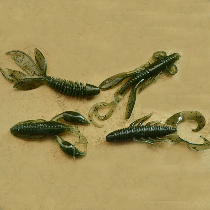 

4pcs Wobbler Silicone Bait Worm Lobster Fishing Lure 2g 60mm Shrimp Lizards Float Wobbler Jig Swivel Twintails Sea Fishing Bait