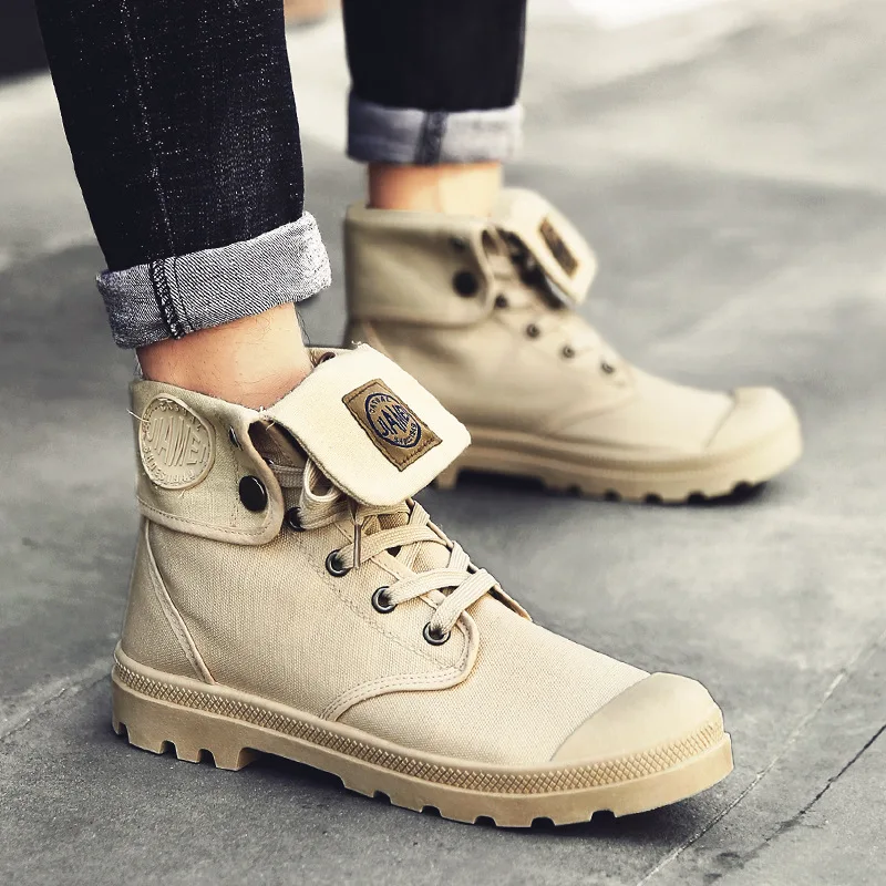 

Spring Autumn Brand New Men Martin Ankle Boots Fashion Canvas High Tops Casual Shoes Cool Work Shoes Trend Desert Boots