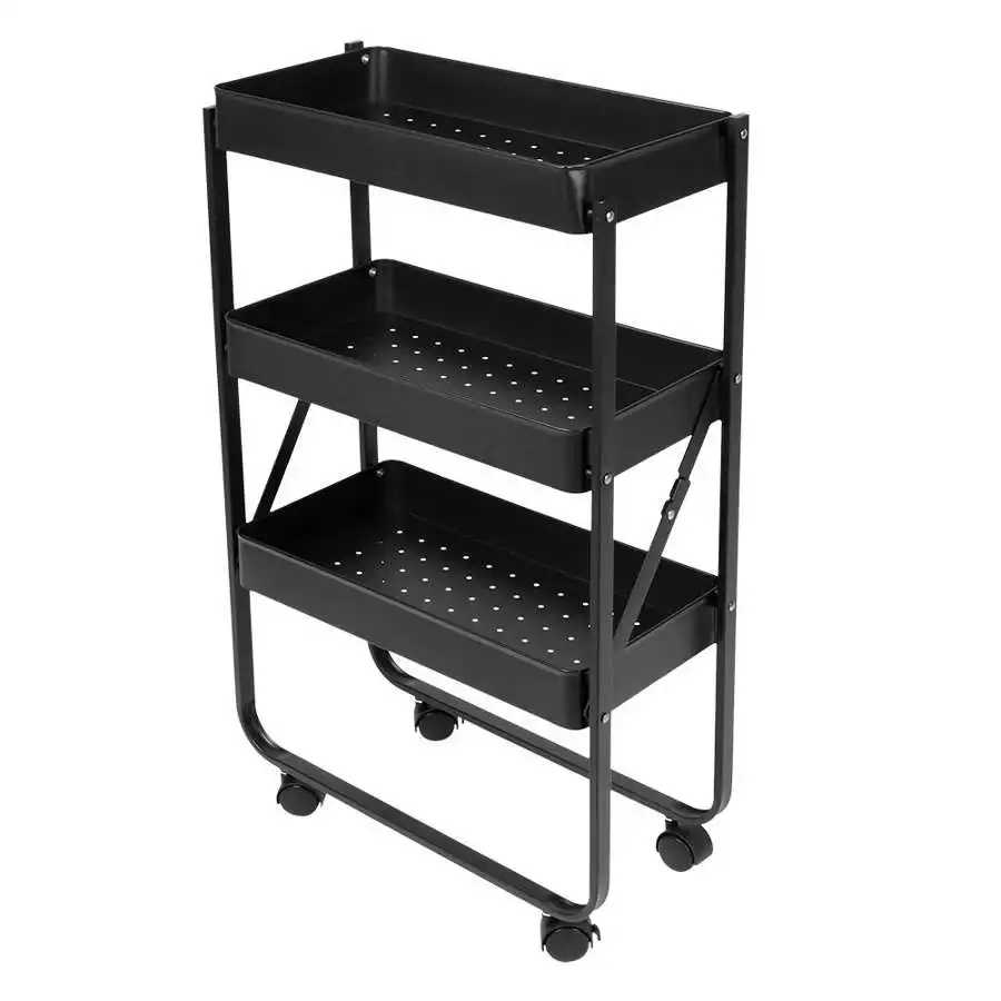 

dishwasher accessories kitchen organizer 3Tier Folding Storage Utility Cart Organizer with Wheels for Kitchen Living