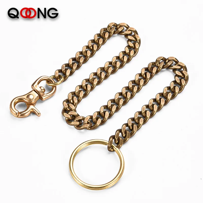 

39cm Long Solid Pure Brass Trouser Jean Wallet Chain Keychain For Motorcycle Biker Trucker Apparel Matching Jewellery Shellhard