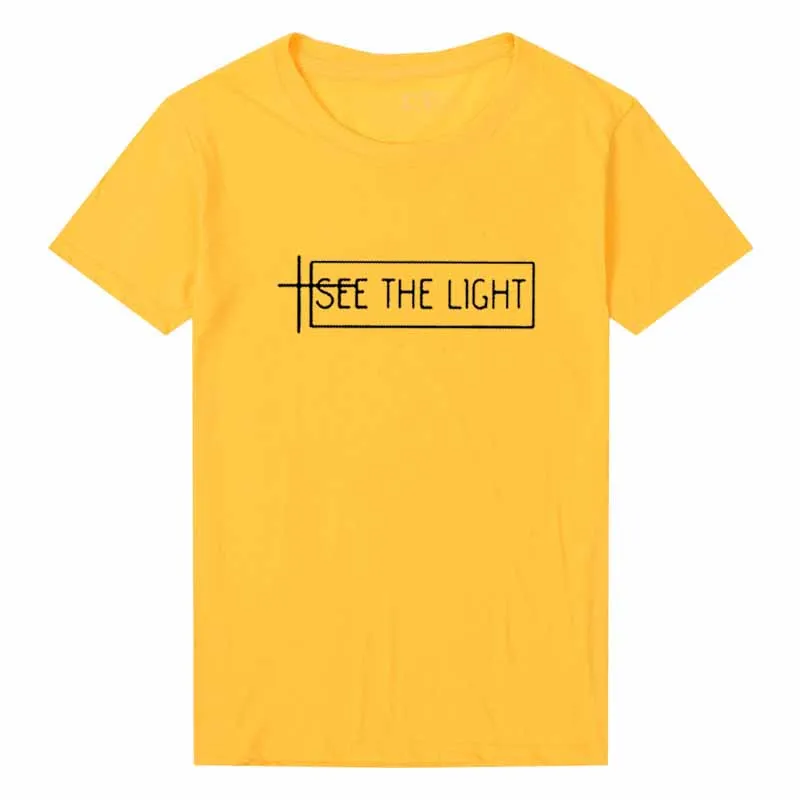 Женская футболка с надписью See The Light кристианским крестом футболки круглым