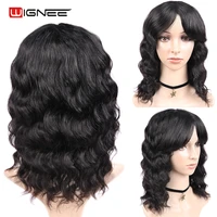 wignee loose deep wave human hair wigs with bangs deep curly wave wigs brazilian hair for black women 150 density machine made