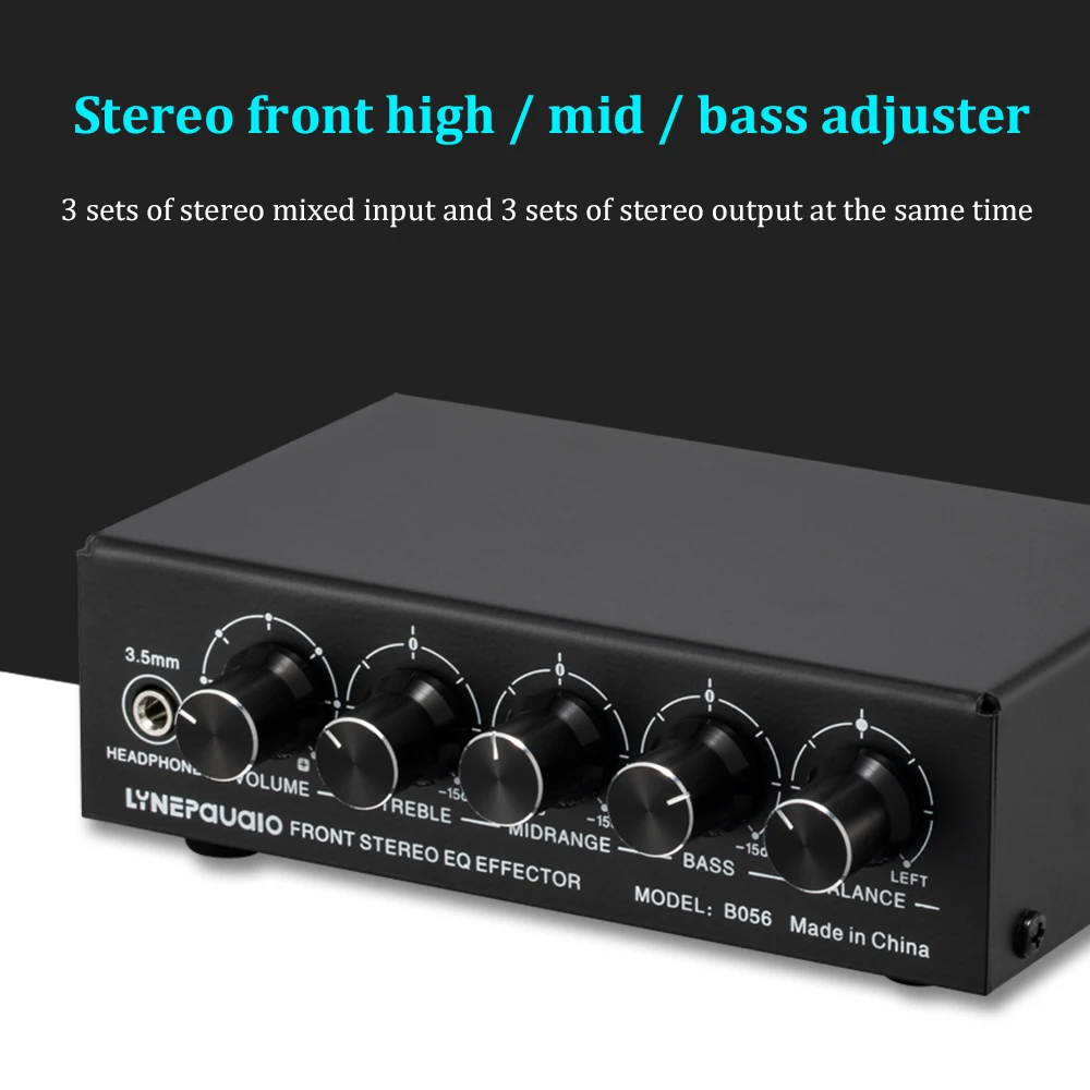 

Stereo B056 Preamplifier Preamp Stereo Toner High / Medium / Bass Adjuster 3-Channel Sound Mixer Microphone Preamplifier