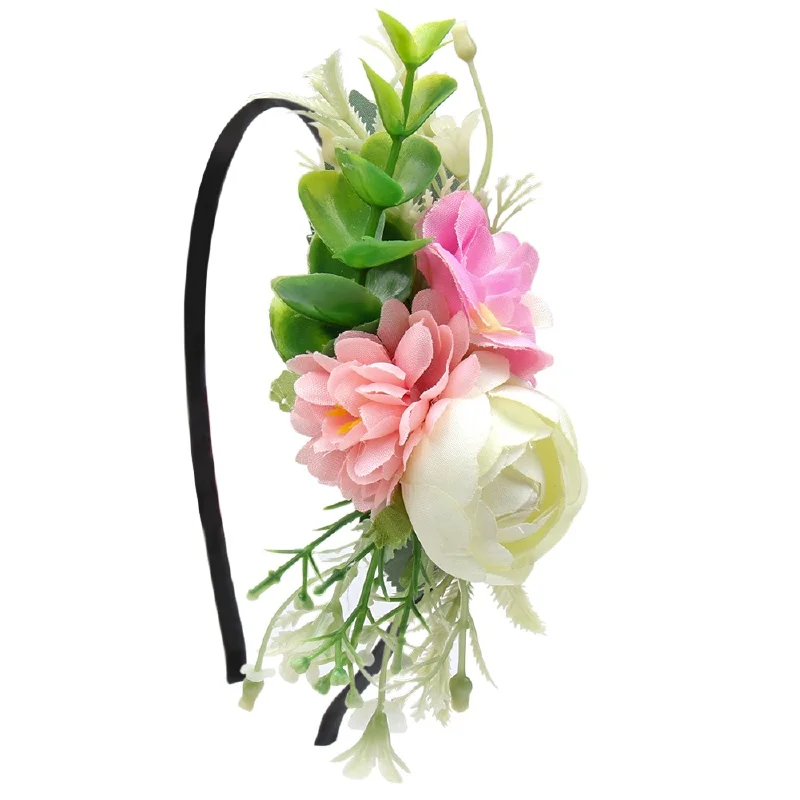 46 IBOWS Hair Accessories Lovely Baby Headband Fake Flower Nylon Hair Bands For Kids Artificial Floral Elastic Head Bands Headwear - Цвет: 46