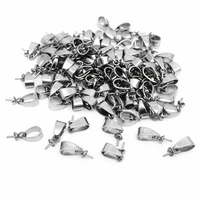 10pcslot stainless steel pendant connectors bail caps screw eye bail end caps for diy drilled jewelry making findings wholesale