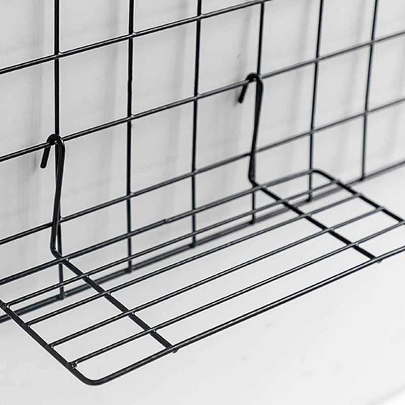 

2 Pieces Hanging Basket Straight Shelf Flower Pot Display Holder for Wire Wall Grid Panel, Bread Basket Iron Rack