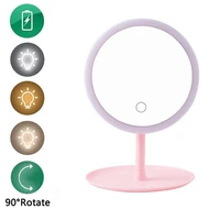 led makeup mirror light ladies makeup lamp mirror with touch light with storage table rotating mirror portable makeup mirror
