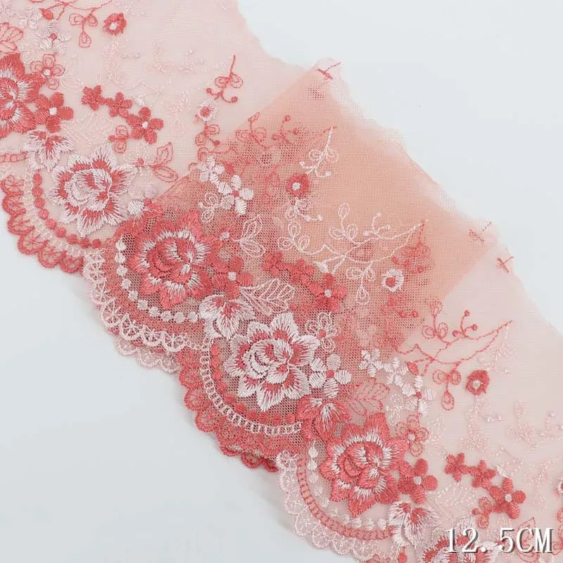 

30Yards Lingerie Lace Trim Pink Flower Embroidered Ribbon Edge Sewing DIY Appliques Lace Fabric For Underwear Bra Accessories