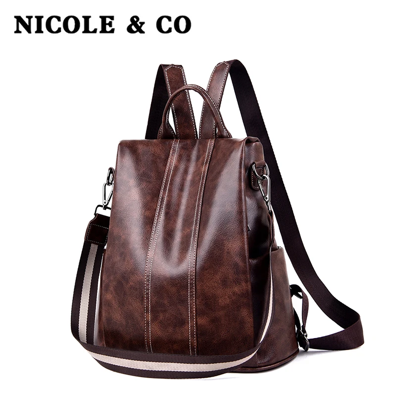 NICOLE & CO сумка на плечо для женщин 2019 Новый PU кожаный рюкзак путешествий из мягкой