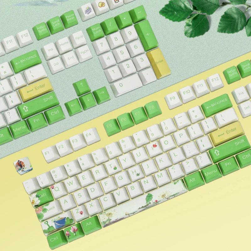 

108 keys PBT Keycaps Lettering Keys OEM Injection Key Summer Lotus Mechanical Keyboard Key Switches