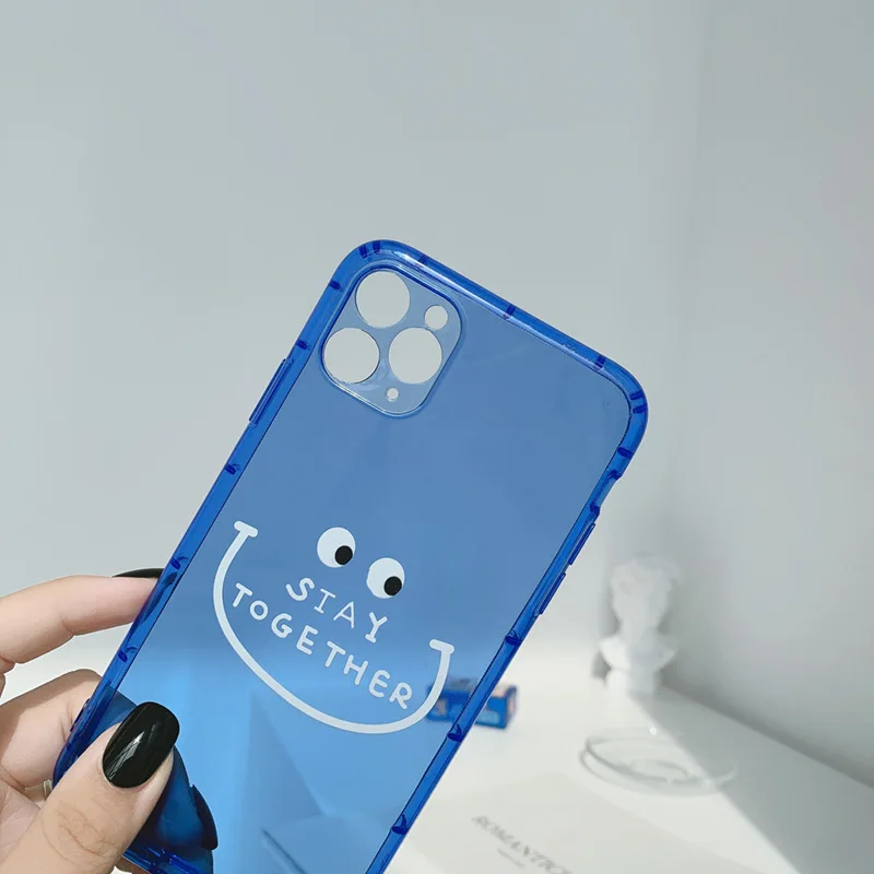 

Smile Blue Silicone Soft Phone Case For iPhone 7 8 Plus 2020 SE X XR XS Max 11 11Pro Max 12 12Pro Max Pro Mini Case Shell Cover