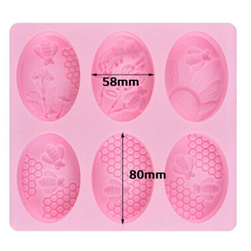 1 шт. Нетоксичная форма 6 отверстий овальная медовая пчела силиконовая для ручной