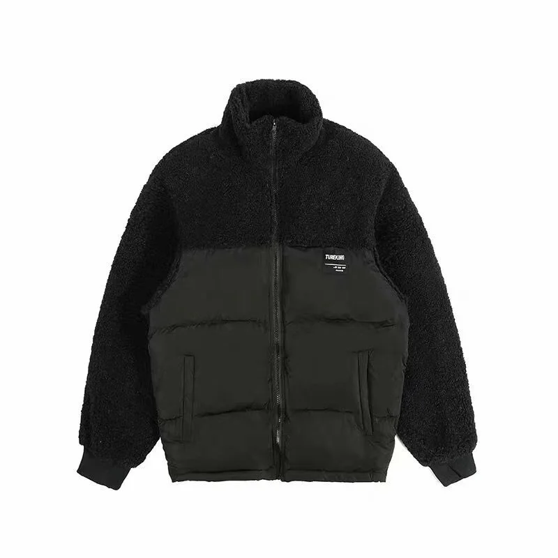 

Winter cashmere thickened warm lamb Plush jacket loose stitching lamb Plush couple's coat men's fashion